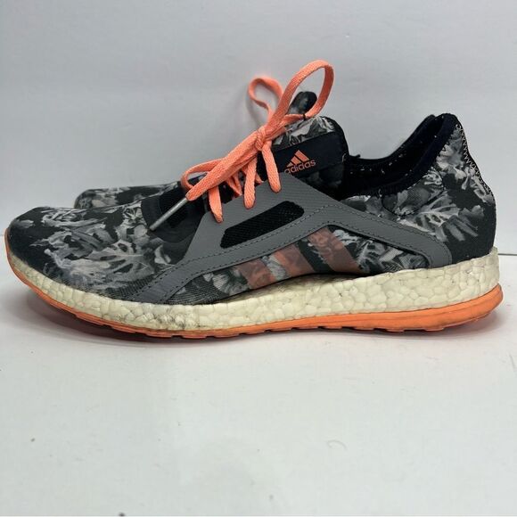 Adidas Pure Boost X Running Shoes Gray Low Top Floral - Picture 2 of 10